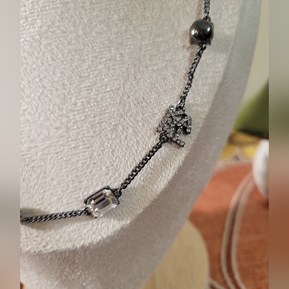 Karl Lagerfeld Black and Silver Necklace NWT - Picture 4 of 6